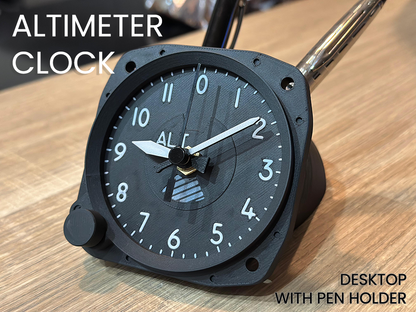 3D printed aircraft altimeter clock and pen holder detail