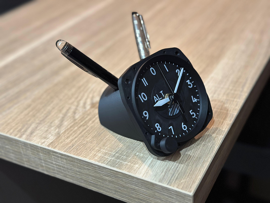 Aircraft altimeter 3D printed desk clock and pen holder pilot gift