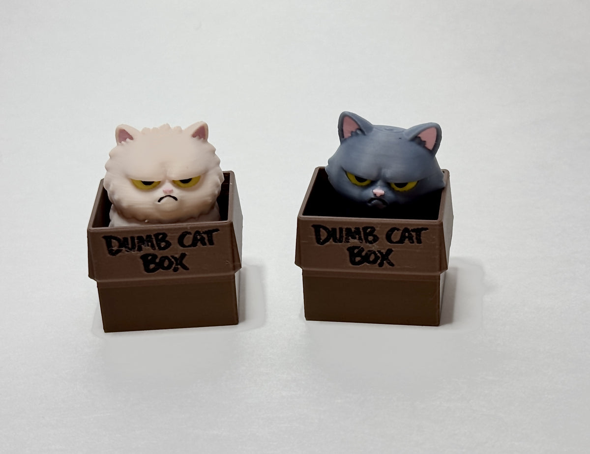 Dumb Cat Box 3D printed clicker desk toys in British Shorthair and Persian styles