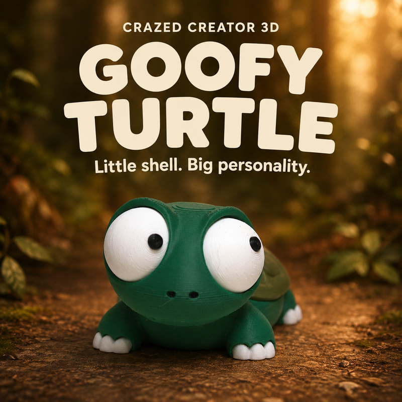 Googly Turtle – Posable Eyes 3D Printed Desk Toy